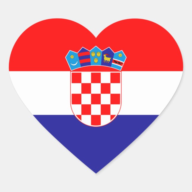 Croatia/Croatian/Croat Heart Flag Sticker (Front)