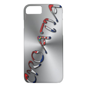 Croatia Croatian Flag Colour Typography Silver Gre iPhone 8/7 Case