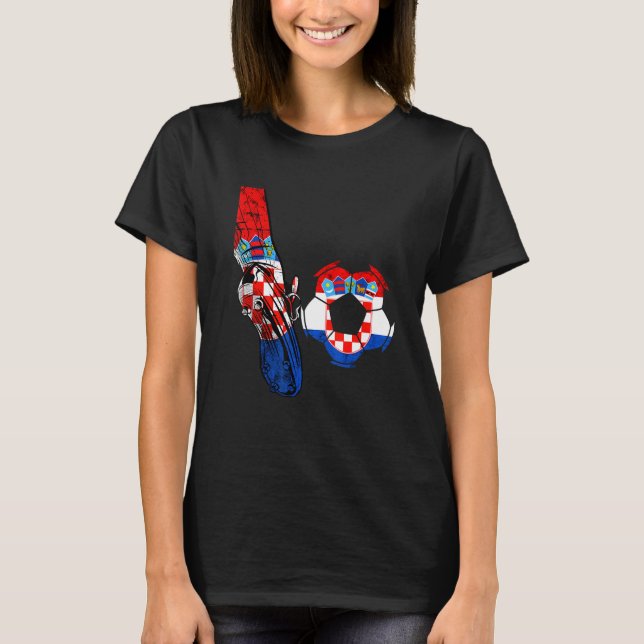 Croatia Croatian Flag Croatian Football Kick Croat T-Shirt (Front)