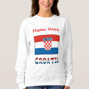 Croatia Croatian Flag Red Personalised Name Women Sweatshirt