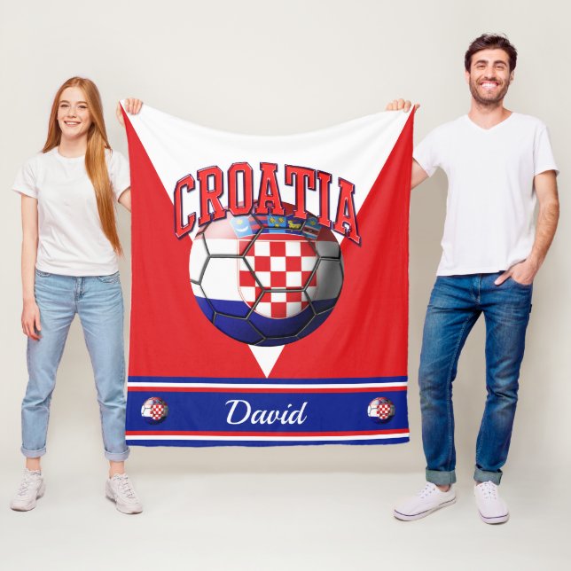 Croatia Croatian Flag Soccer Ball | Name Fleece Blanket (In Situ)