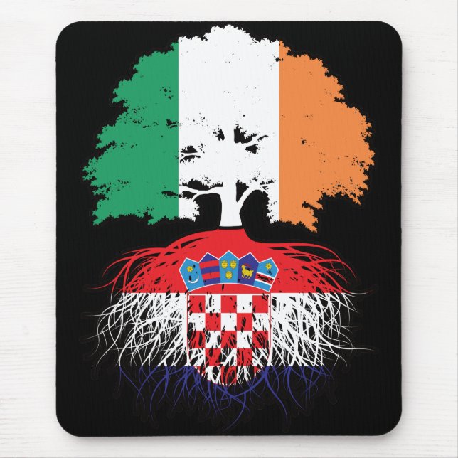 Croatia Croatian Irish Ireland Tree Roots Flag Mouse Mat (Front)