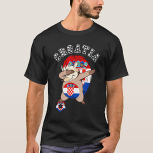 Croatia Dabbing Hedgehog Croatian Flag Hrvatska So T-Shirt