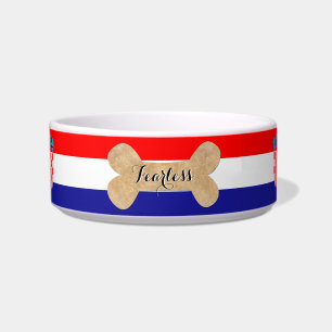 Croatia Dog Bowl, Pet Name, Croatian Flag, Bone Bowl