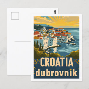 Croatia Dubrovnik Vintage Famous Travel Place Postcard
