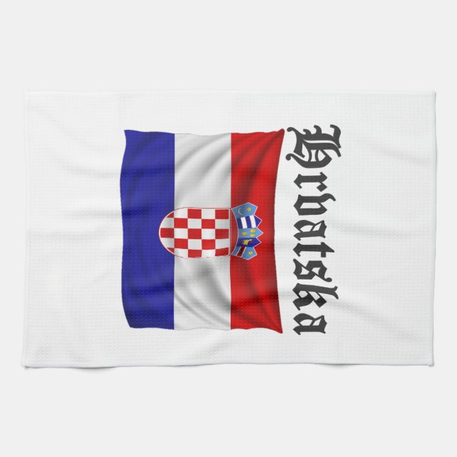 Croatia Fan Design Tea Towel (Horizontal)