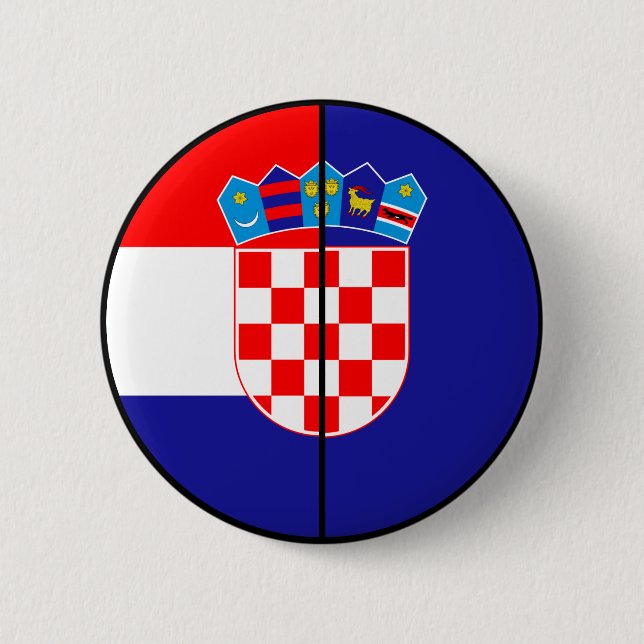 Croatia Flag and Coat of Arms Patriotic Button (Front)