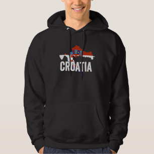 Croatia Flag and Map Vintage Croatian Roots Hoodie