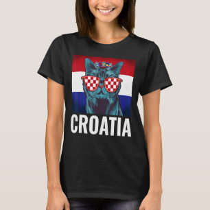 Croatia flag Balkan Peninsula vacation Cat Croatia T-Shirt
