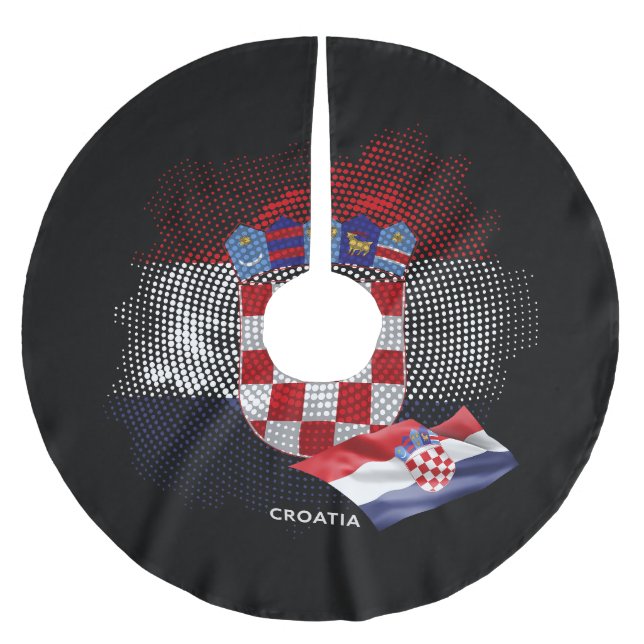 Croatia flag brushed polyester tree skirt (Front)