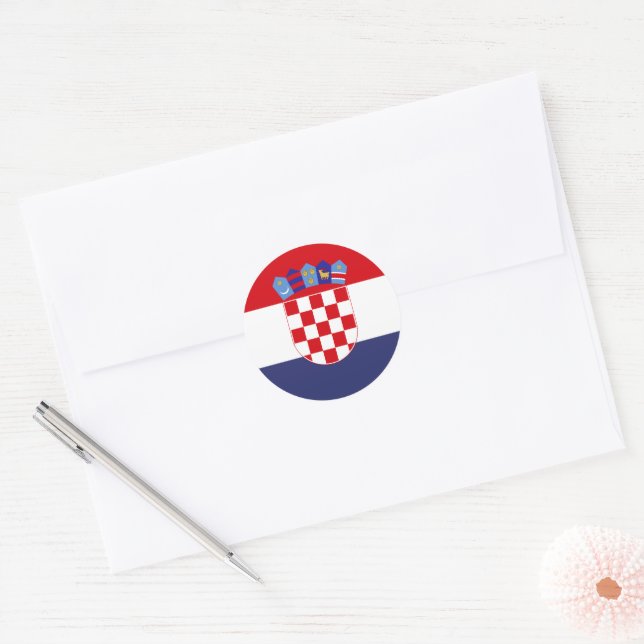 Croatia flag classic round sticker (Envelope)