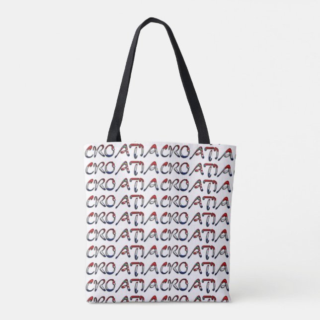 Croatia Flag Colour Typography European Country Tote Bag (Back)