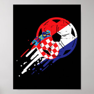 Croatia Flag Croatian Soccer Footll Fan Men Women Poster