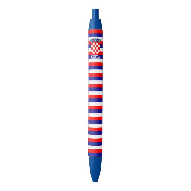 Croatia Flag Cute Patriotic Black Ink Pen (Front Vertical)