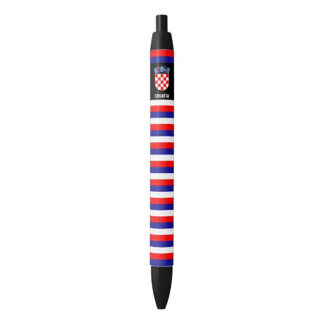 Croatia Flag Cute Patriotic Black Ink Pen (Front Vertical)
