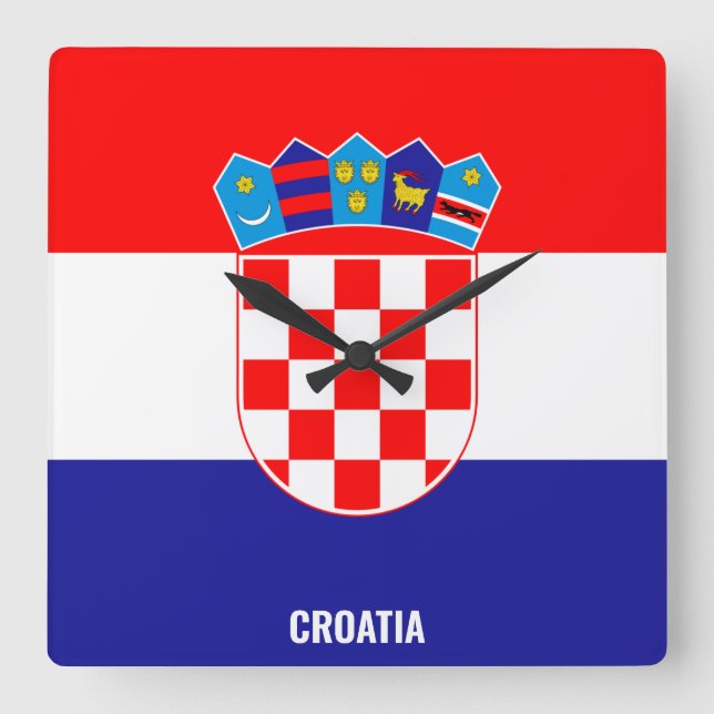 Croatia Flag Dazzling Patriotic Square Wall Clock (Front)