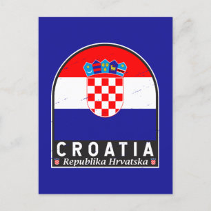 Croatia Flag Emblem Distressed Vintage Postcard