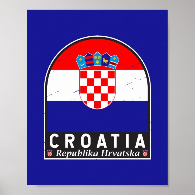 Croatia Flag Emblem Distressed Vintage Poster (Front)