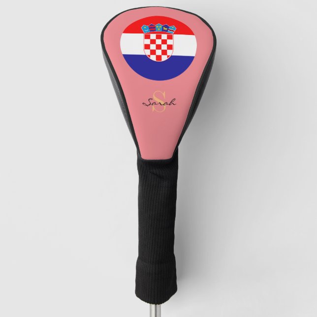 Croatia Flag & Girls Monogrammed Golf Clubs Covers (Front)