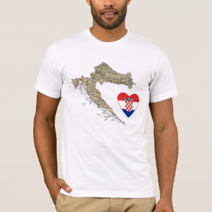 Croatia Flag Heart and Map T-Shirt