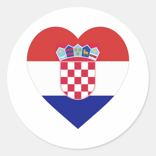 Croatia Flag Heart Classic Round Sticker (Front)