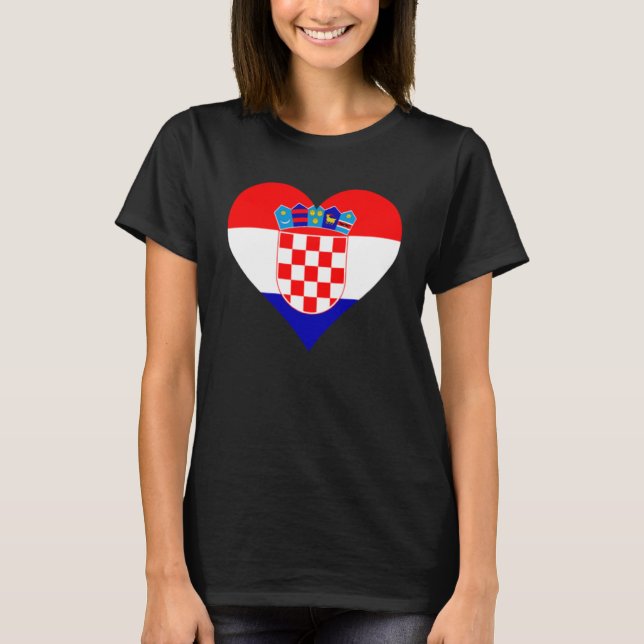 Croatia Flag Heart Croatia  Love Croatia T-Shirt (Front)
