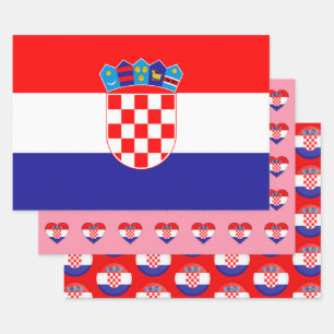 Croatia Flag, Heart & Croatian Fashion / Gift Set Wrapping Paper Sheet