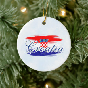 Croatia flag map Ceramic Tree Decoration