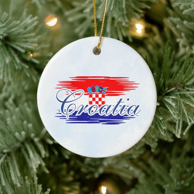  Croatia flag map Ceramic Tree Decoration (Tree)