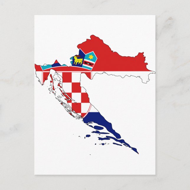 Croatia Flag map HR Hrvatska Postcard (Front)