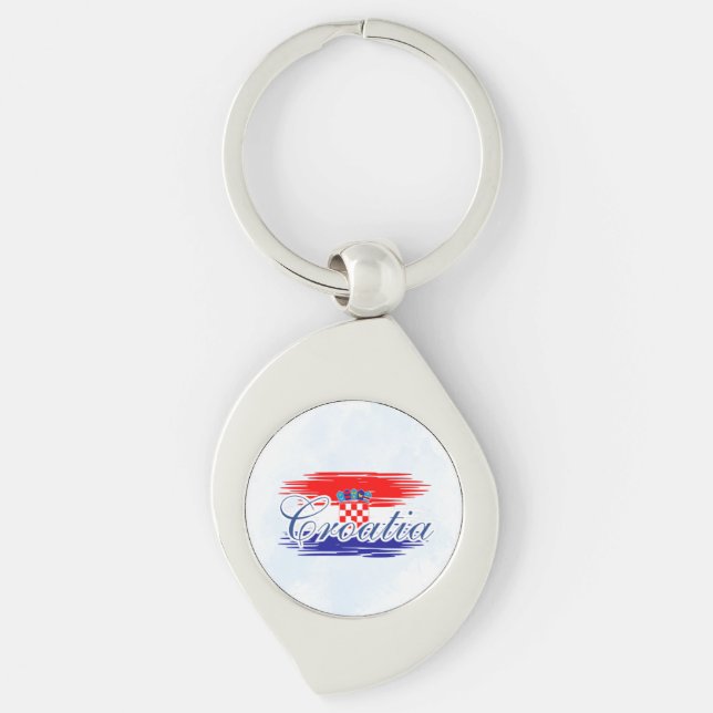  Croatia flag map Key Ring (Front)