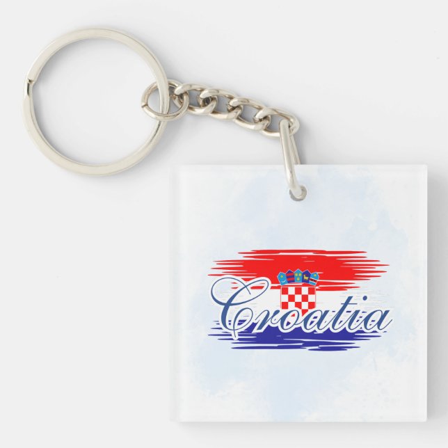  Croatia flag map Key Ring (Front)