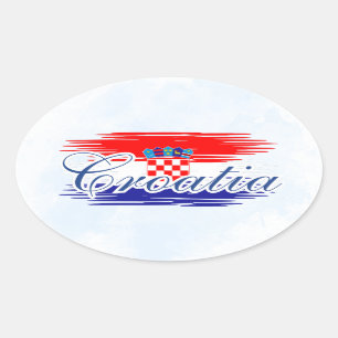 Croatia flag map Oval Sticker