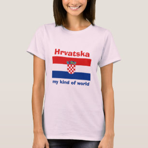Croatia Flag + Map + Text T-Shirt
