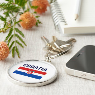 Croatia - Flag of Croatia, labelled, Key Ring