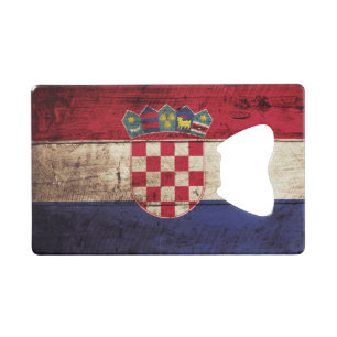 Croatia Flag on Old Wood Grain