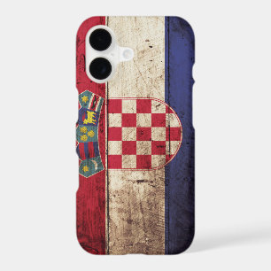 Croatia Flag on Old Wood Grain