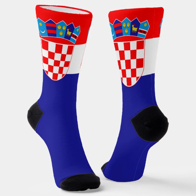 Croatia Flag Patriotic Croatian National Pride Socks (Angled)