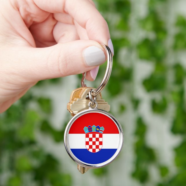 Croatia Flag Patriotic Round Keychain (Hand)
