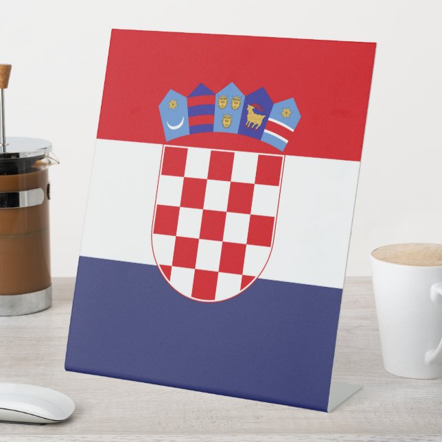Croatia flag pedestal sign (In SItu)