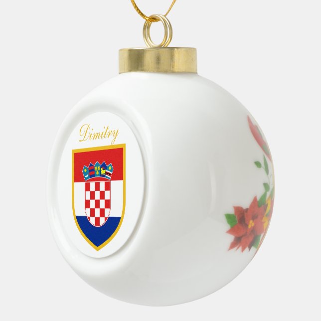 Croatia Flag Personalised Ceramic Ball Christmas Ornament (Right)