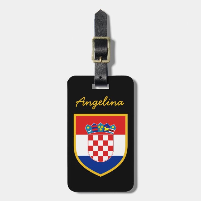 Croatia Flag Personalised Luggage Tag (Front Vertical)