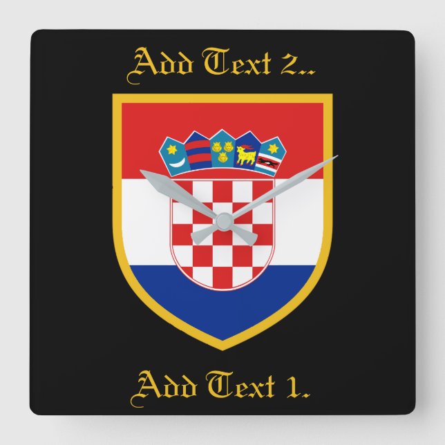 Croatia Flag Personalised Square Wall Clock (Front)