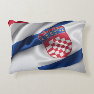 Croatia flag silk texture decorative cushion