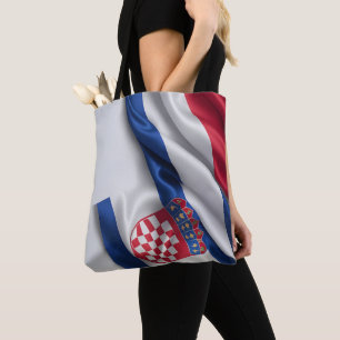 Croatia flag silk texture tote bag