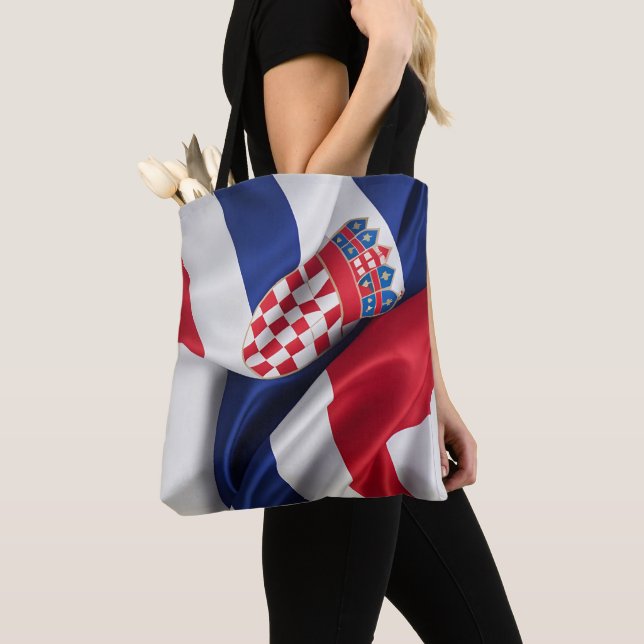 Croatia flag silk texture tote bag (Close Up)