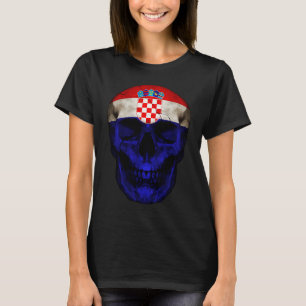 Croatia Flag Skull Croatian Roots Proud Patriotic T-Shirt