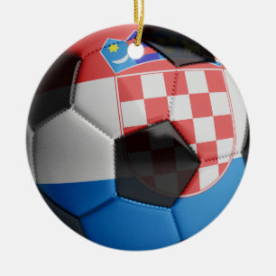 Croatia Flag Soccer Ball Ceramic Tree Decoration