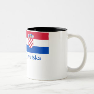 Croatia Flag with Name in Croatian Two-Tone Coffee Mug