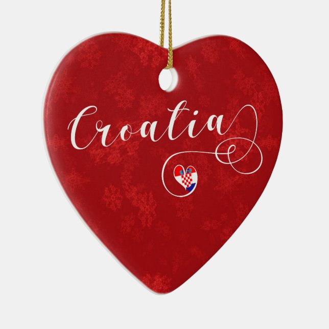 Croatia Heart, Christmas Tree Ornament, Croatian Ceramic Tree Decoration (Right)